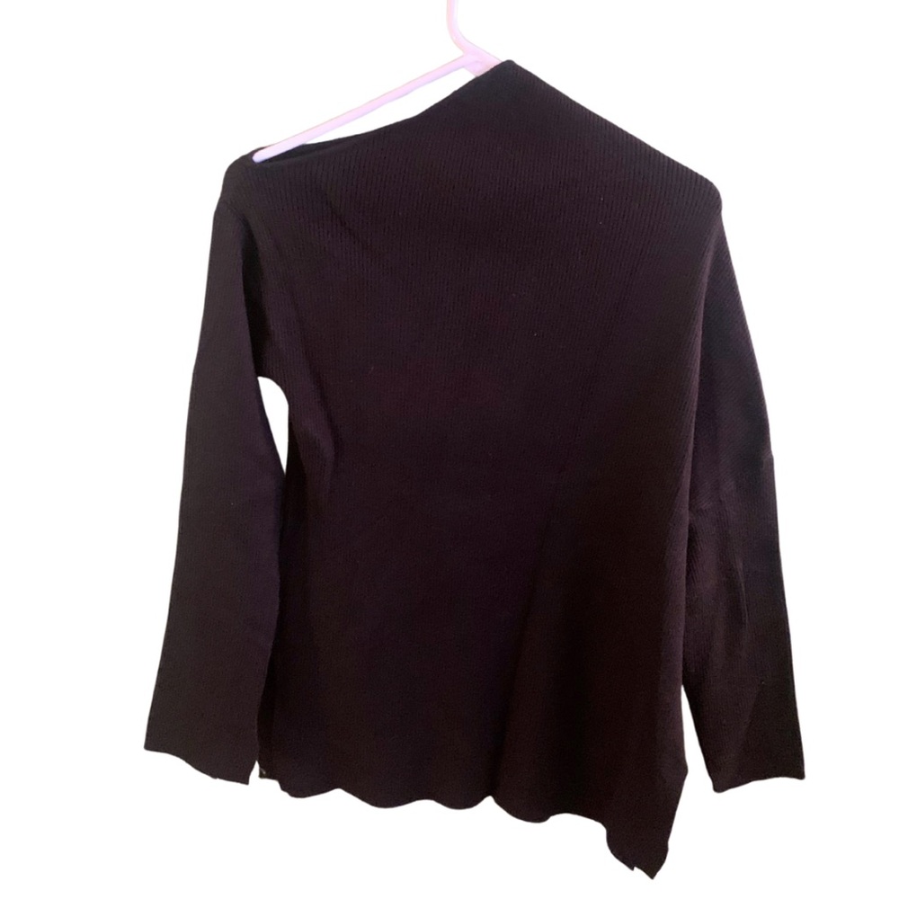 Zara Black Asymmetric Knit Ribbed Long Sweater Size S New - Picture 6 of 8